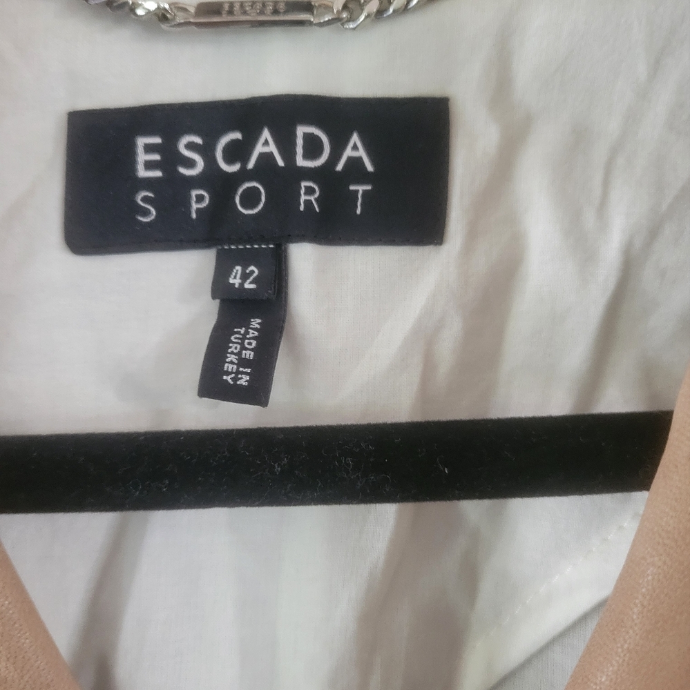 Vintage Escada Leather Jacket Luxury Lamb skin leather Beige Sz 42 - Picture 4 of 10